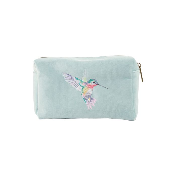 Wrendale Velvet Makeup Bag - Hummingbird
