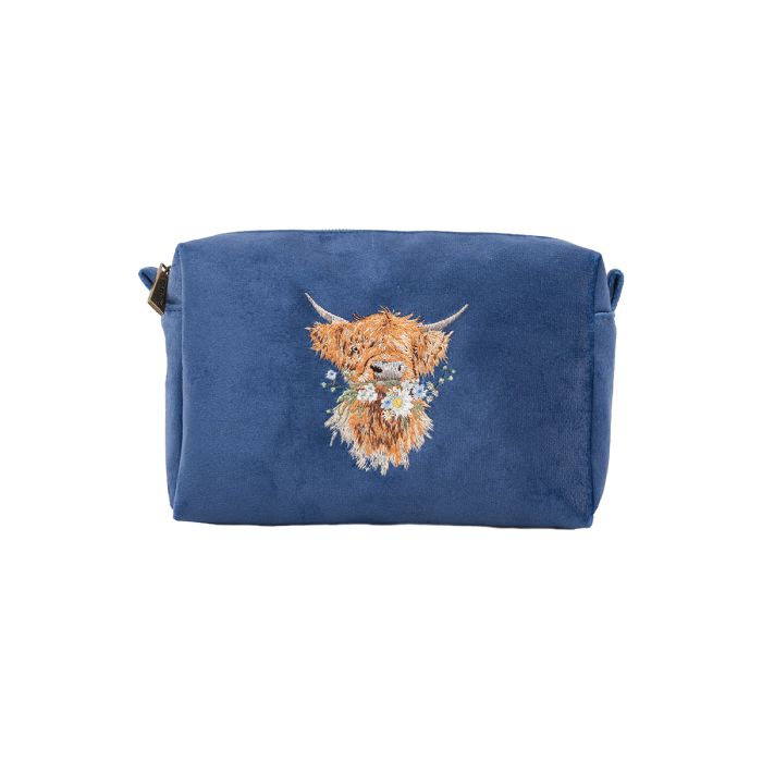 Wrendale Velvet Makeup Bag - Highland Cow