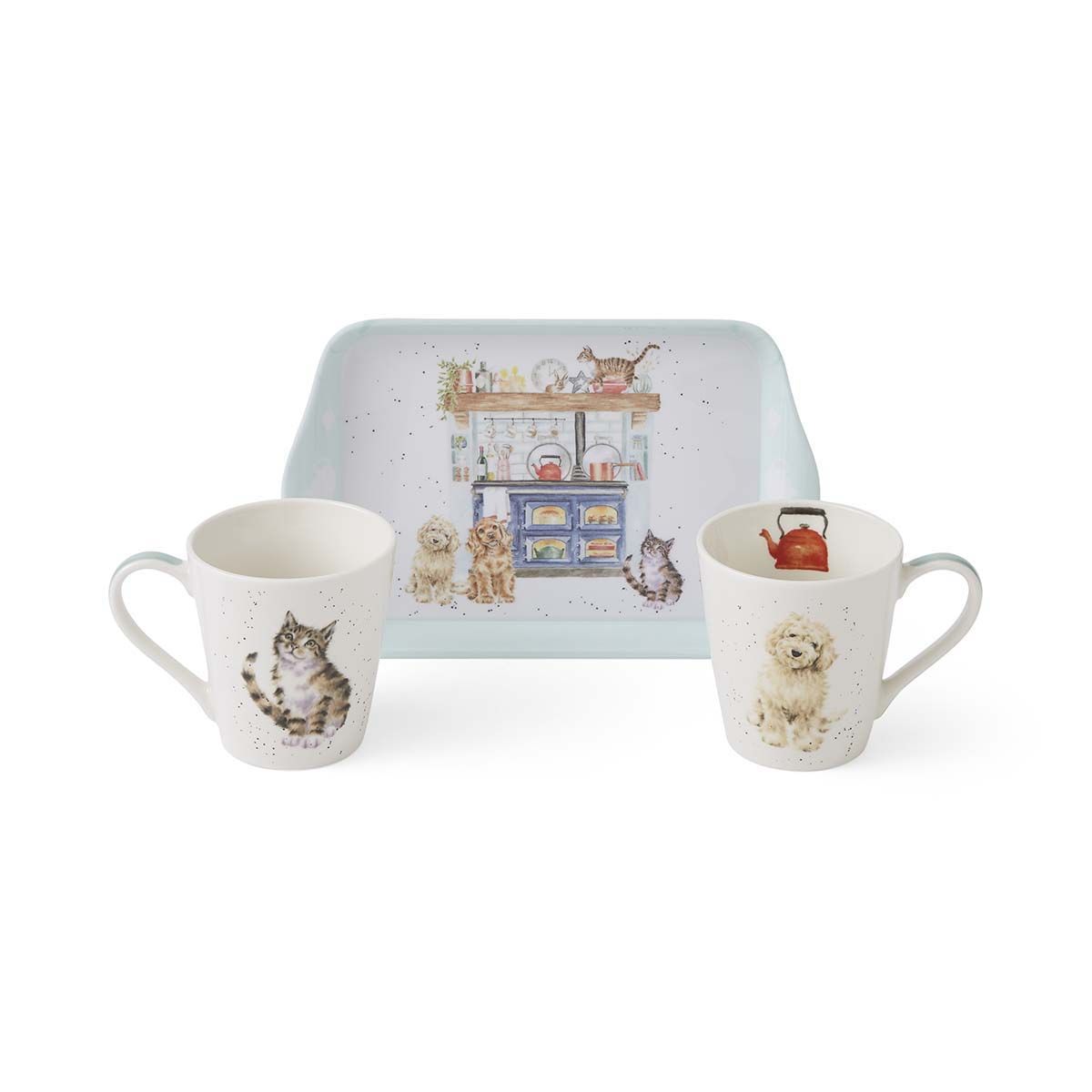 Wrendale 'Country Kitchen' Cat and Dog Mug & Tray Set