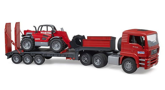Bruder MAN TGA Low Loader Truck with Manitou Telehandler