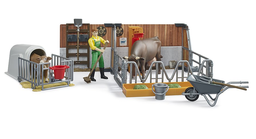 Bruder Cow & Calf Barn with Farmer