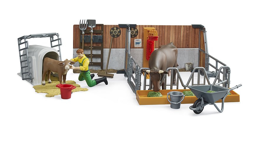 Bruder Cow & Calf Barn with Farmer