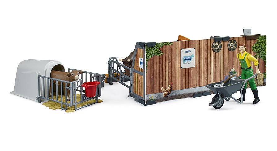 Bruder Cow & Calf Barn with Farmer