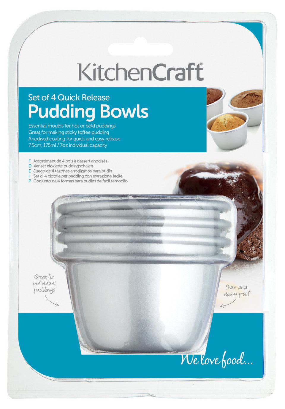 KitchenCraft 7.5cm Mini Pudding Moulds 4-Pack