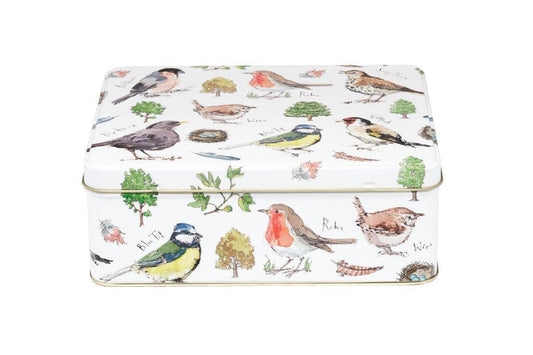 Madeline Floyd Garden Birds Deep Rectangular Biscuit Tin