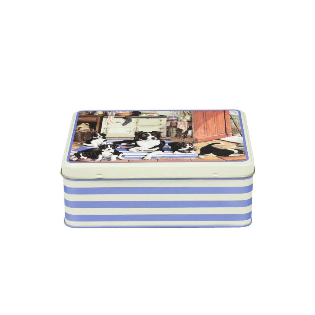 Tracy Hall Border Collies Deep Rectangular Biscuit Tin