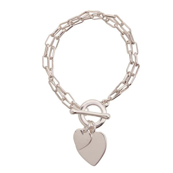 D&X Vibes White Gold Plated Stainless Steel T-Bar Bracelet