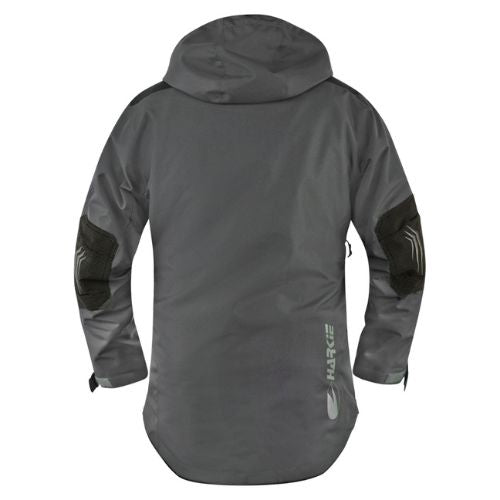 Harkie Defiance Arborist Smock in hi-vis orange showing waterproof RainBlok fabric and stowable hood