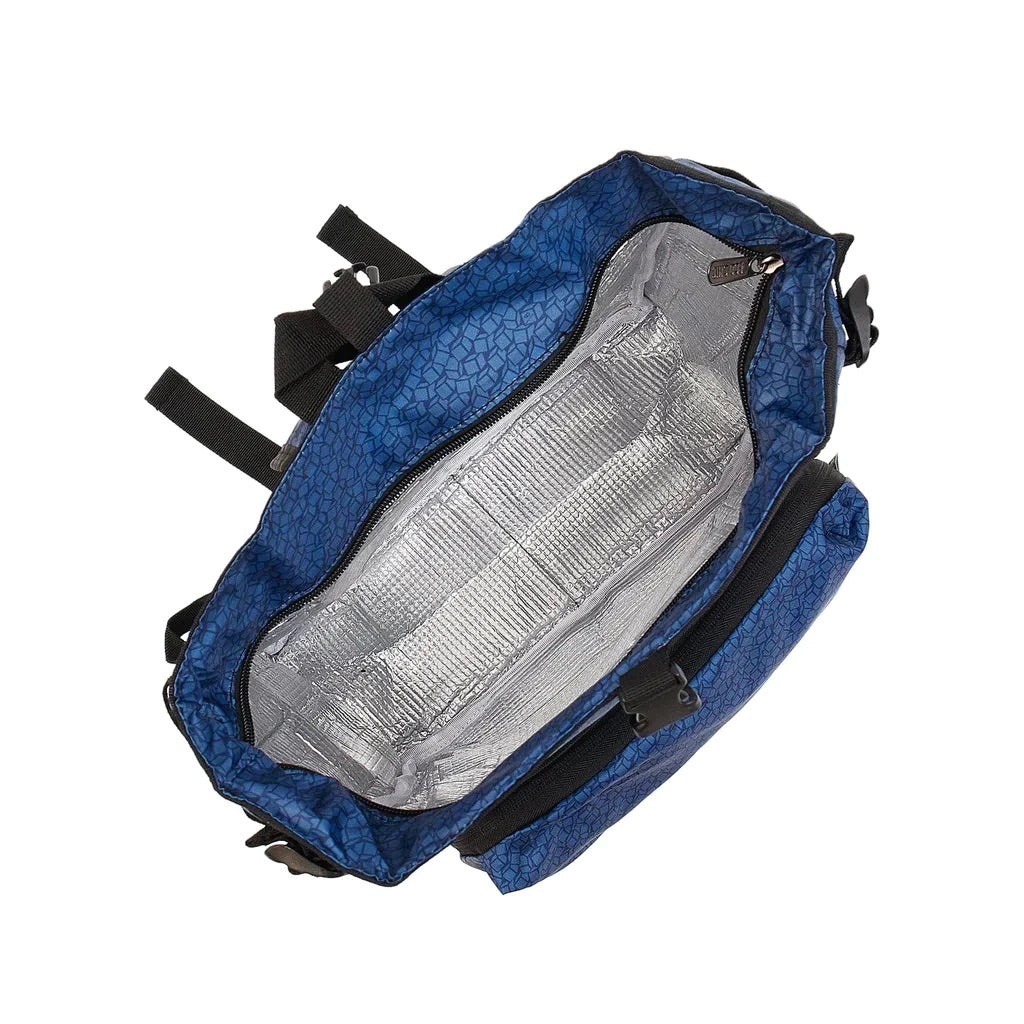 Eco Chic Lightweight Foldable Backpack Cooler Disrupted Cubes Navy