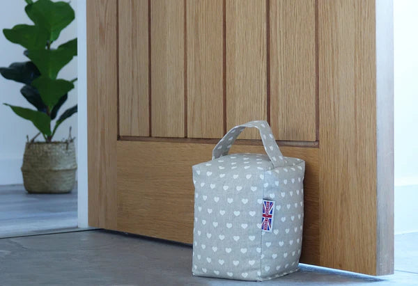 The Wheat Bag Company White Hearts Door Stop