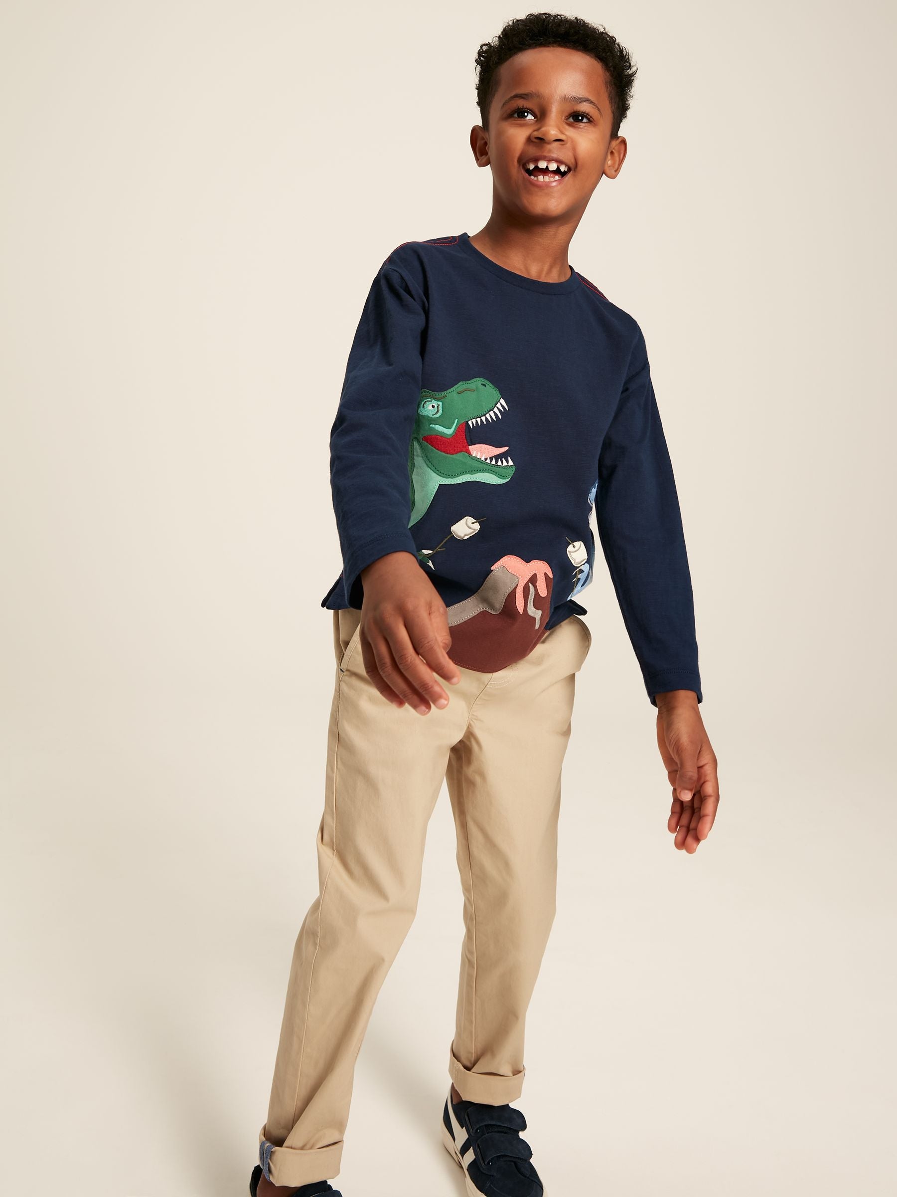 Joules Dylan Navy Long Sleeve Dinosaur T-Shirt