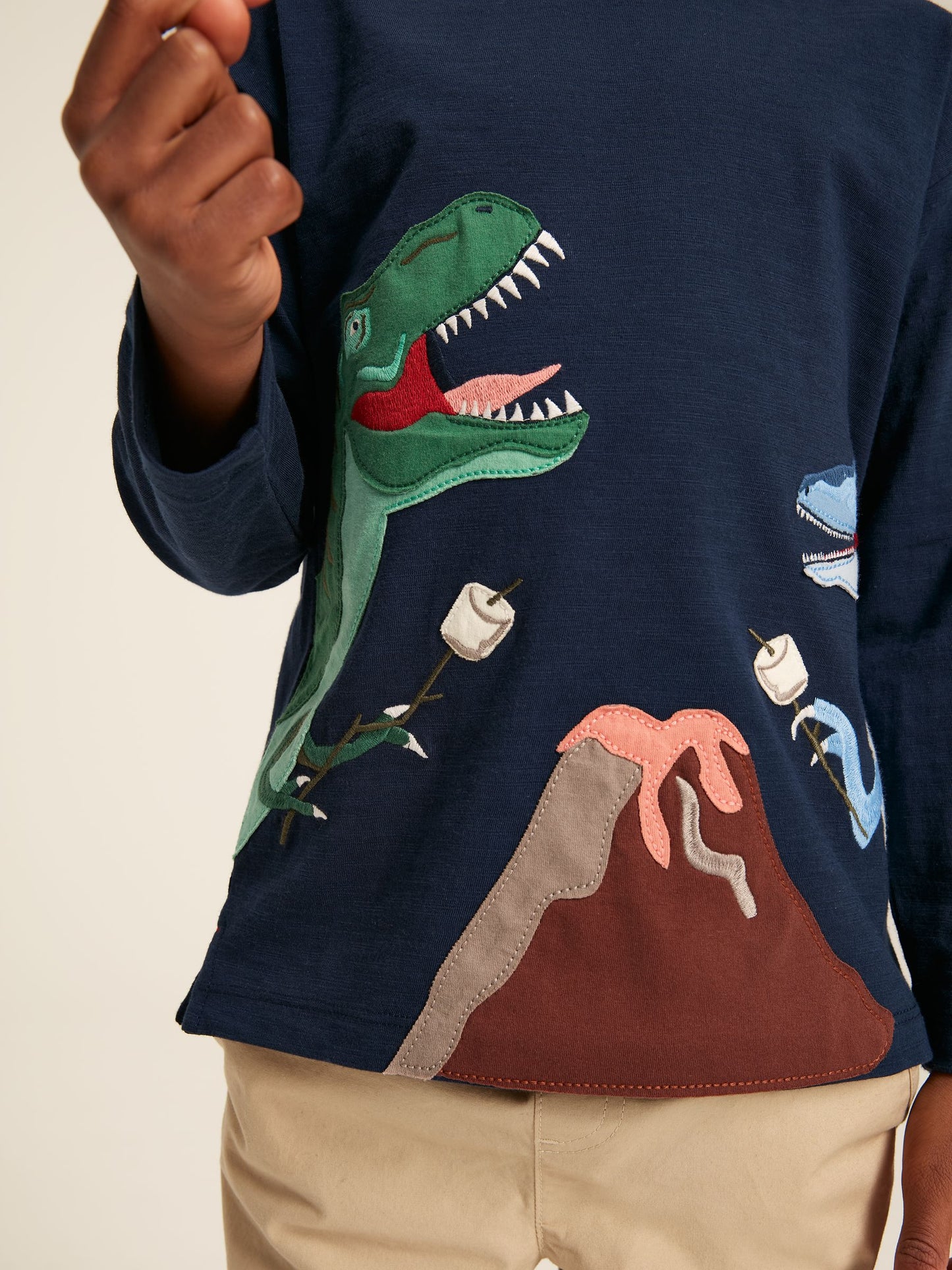 Joules Dylan Navy Long Sleeve Dinosaur T-Shirt