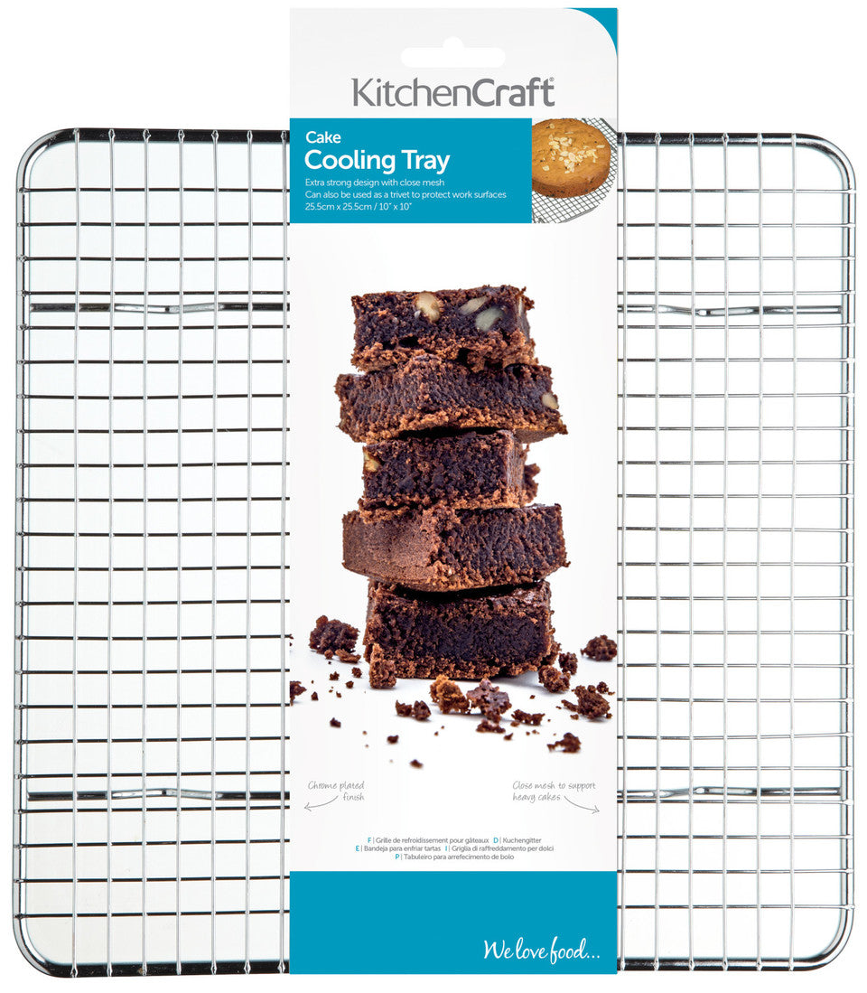 KitchenCraft Chrome Plated Square Cake Cooling Tray 25cm
