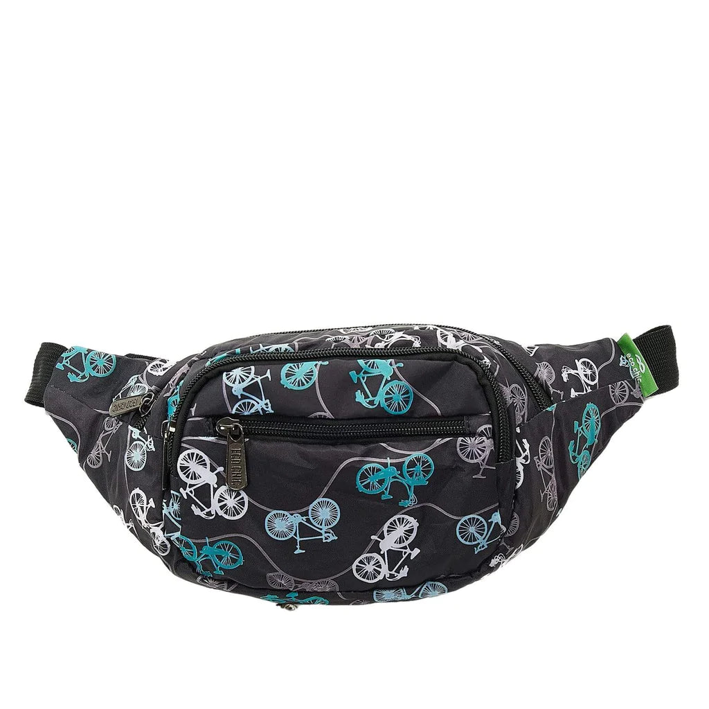 Eco Chic Lightweight Foldable Bum Bag Bikes Black