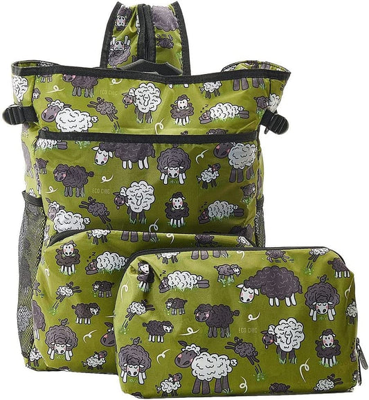 Eco Chic Lightweight Foldable Backpack Cooler Sheep Green
