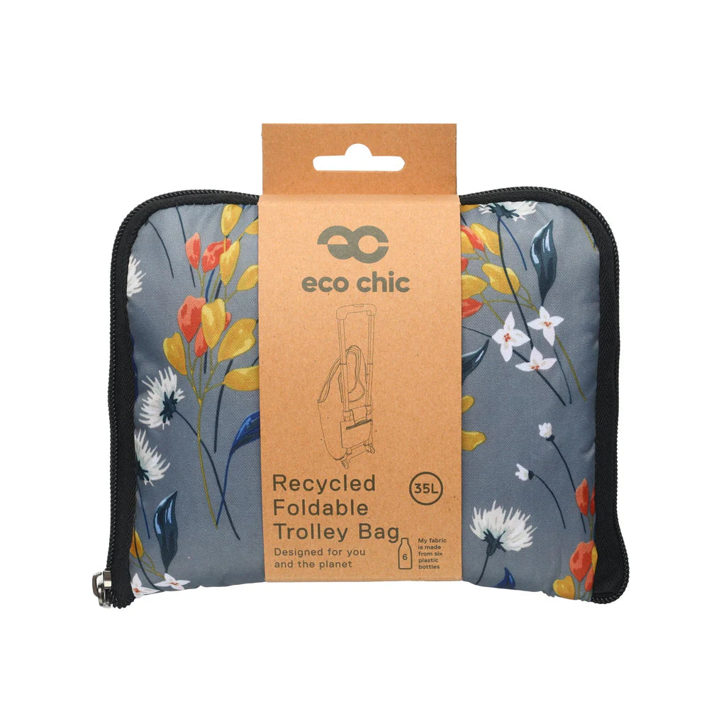 Eco Chic Removable Grey Flowers Trolley Shopping Bag