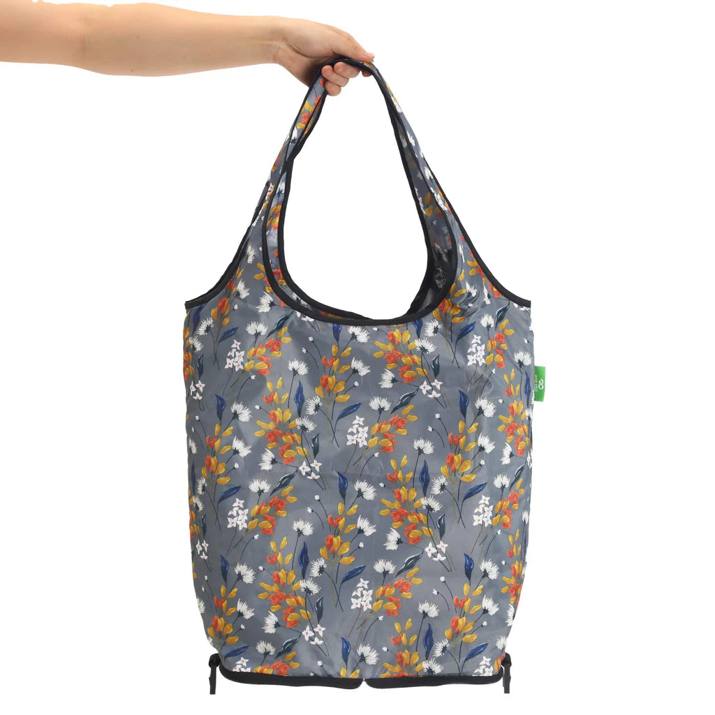 Eco Chic Removable Grey Flowers Trolley Shopping Bag