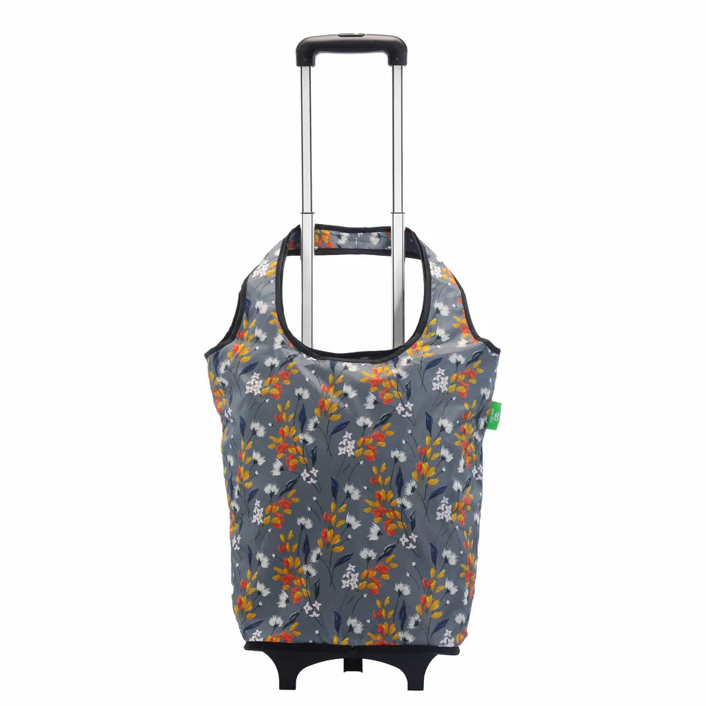 Eco Chic Removable Grey Flowers Trolley Shopping Bag
