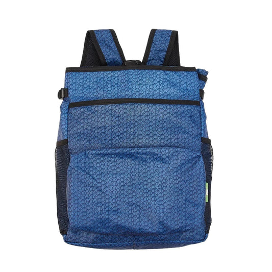 Eco Chic Lightweight Foldable Backpack Cooler Disrupted Cubes Navy