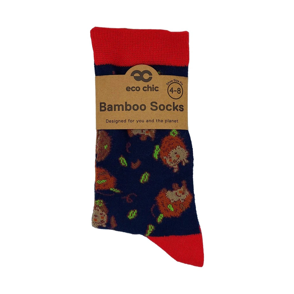 Eco Chic Eco-Friendly Bamboo Socks Hedgehogs Navy