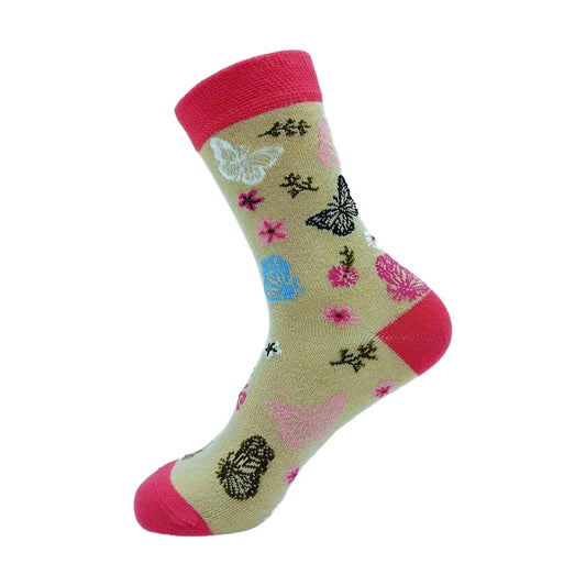 Eco Chic Eco-Friendly Monarch Butterflies Beige Bamboo Socks