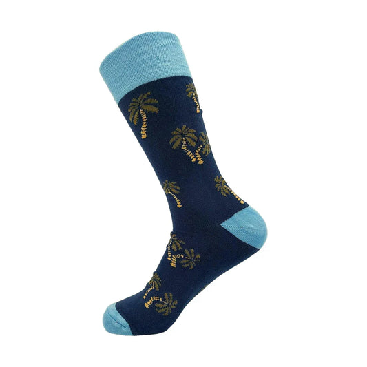 Eco Chic Eco-Friendly Navy Palm Trees Bamboo Socks