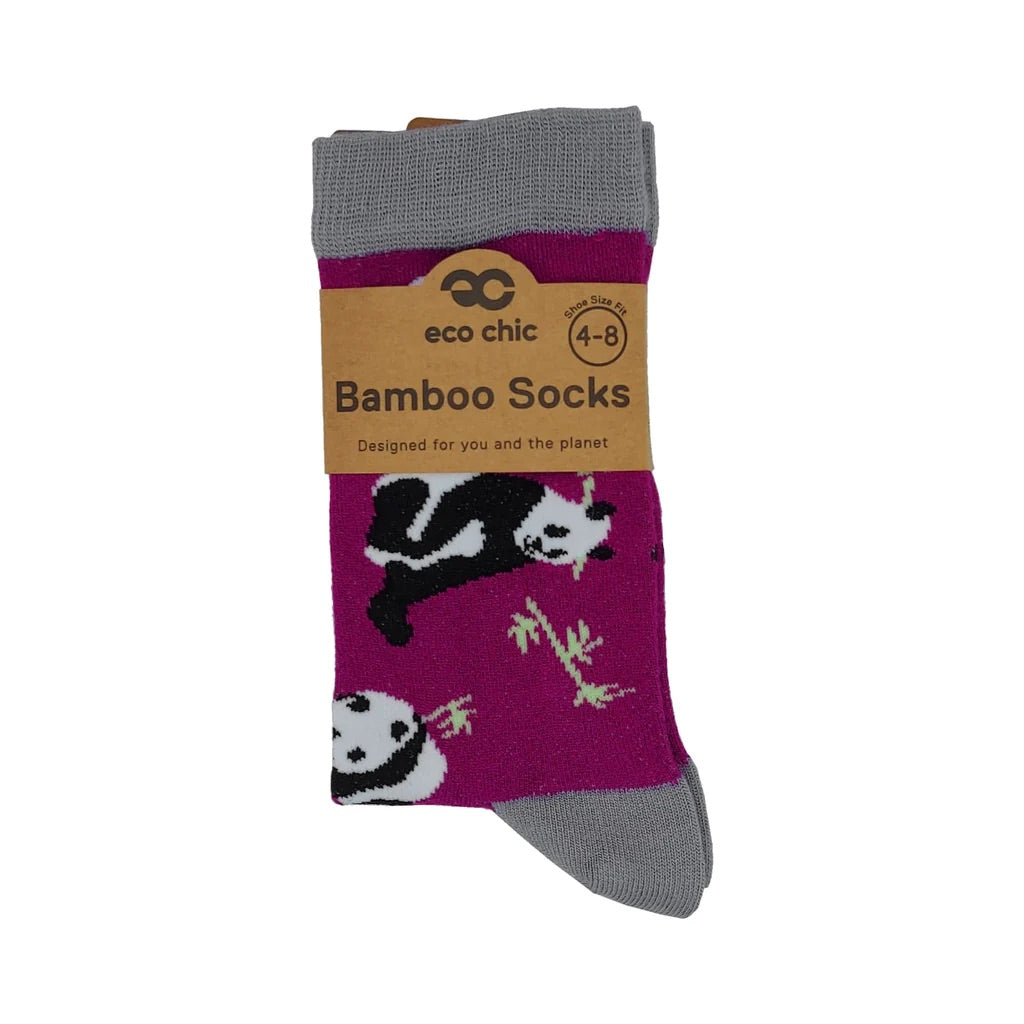Eco Chic Eco-Friendly Bamboo Socks Panda Purple