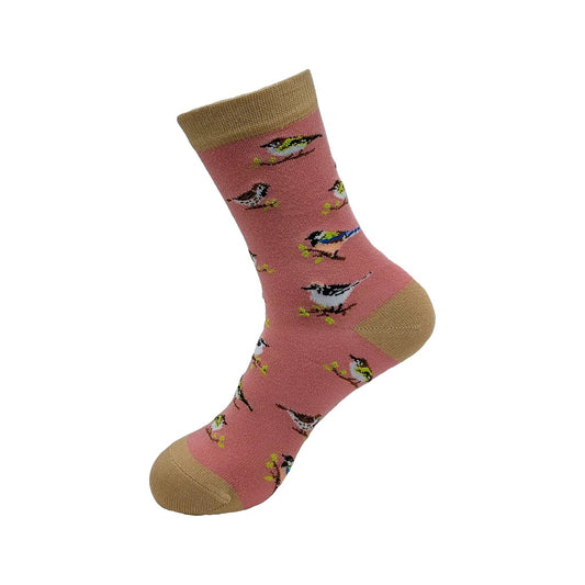 Eco Chic Eco-Friendly Bamboo Socks Wild Birds Pink