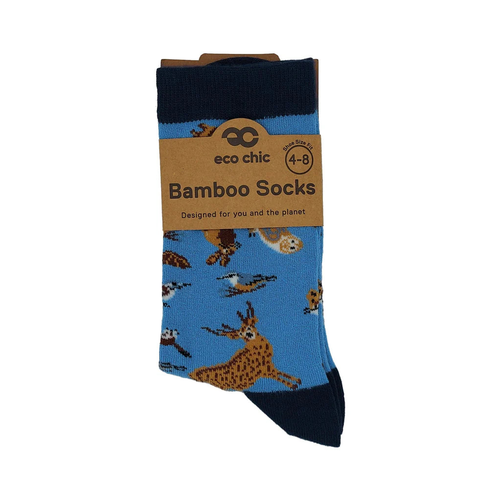 Eco Chic Eco-Friendly Woodland Blue Bamboo Socks