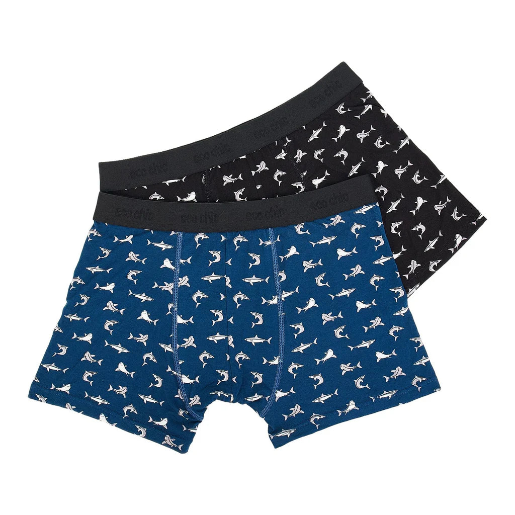 Eco Chic Eco-Friendly Bamboo Boxers Sharks 2 Pack