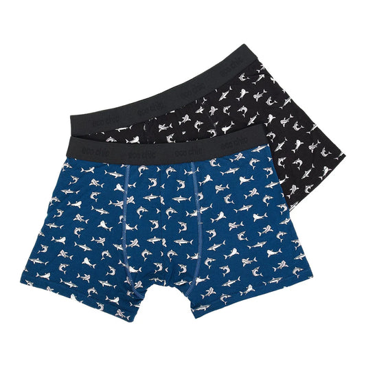 Eco Chic Eco-Friendly Bamboo Boxers Sharks 2 Pack