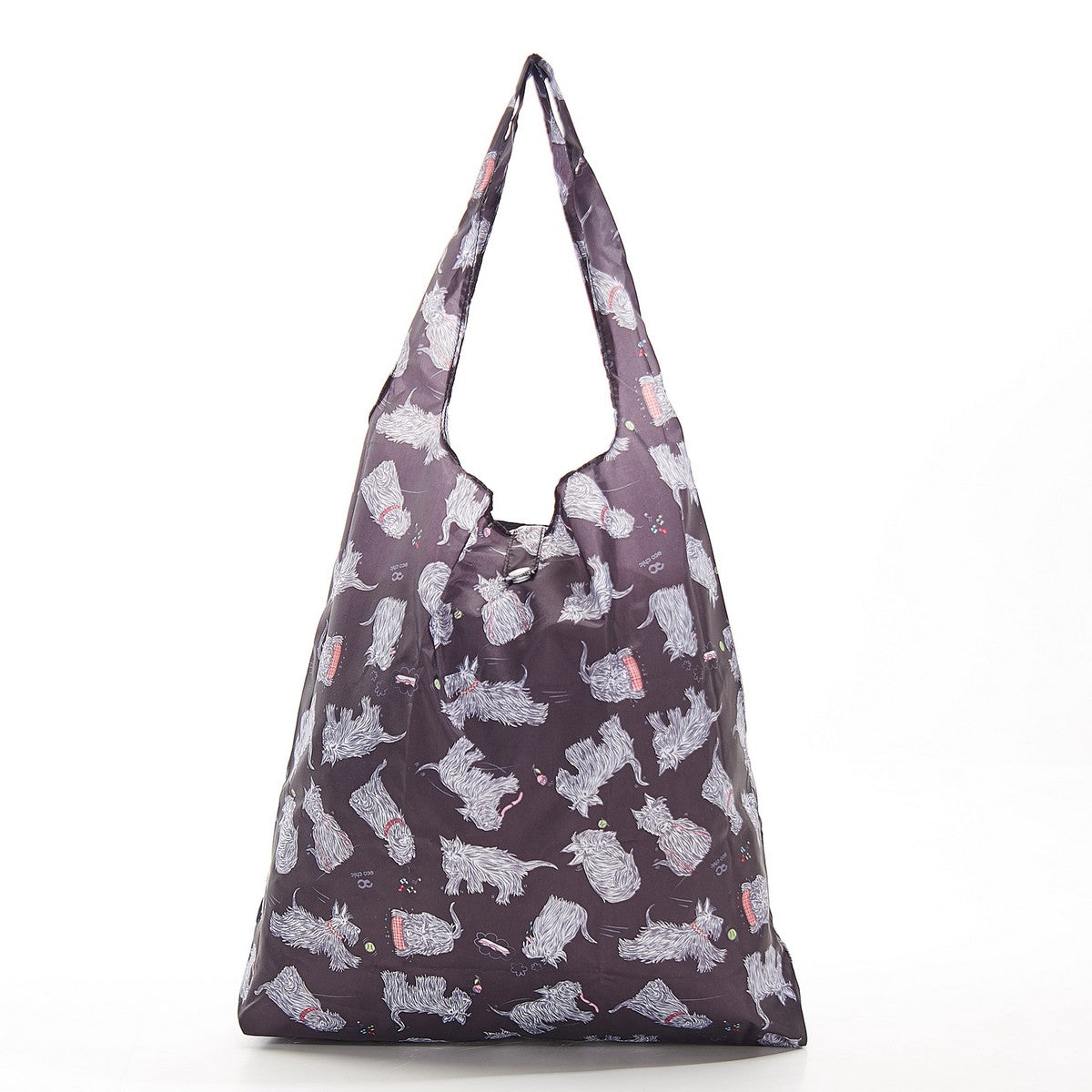 Eco Chic Lightweight Foldable Reusable Shopping Bag Scatty Scotty Black