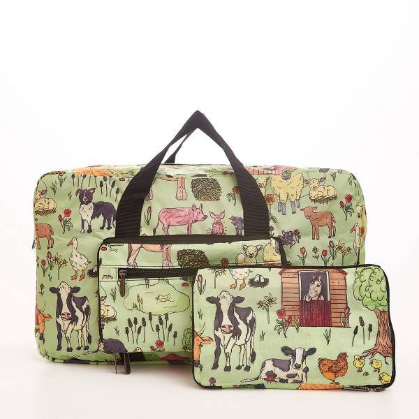 Eco Chic Lightweight Foldable Holdall Farmland Green