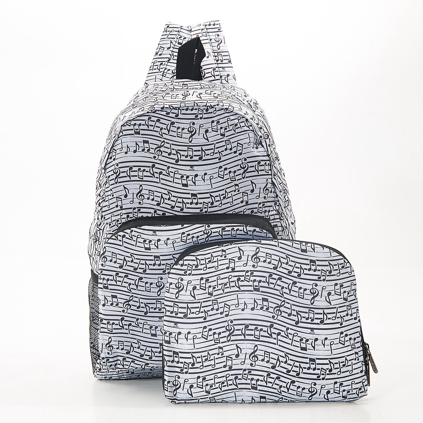 Eco Chic Lightweight Foldable Mini Backpack Music White
