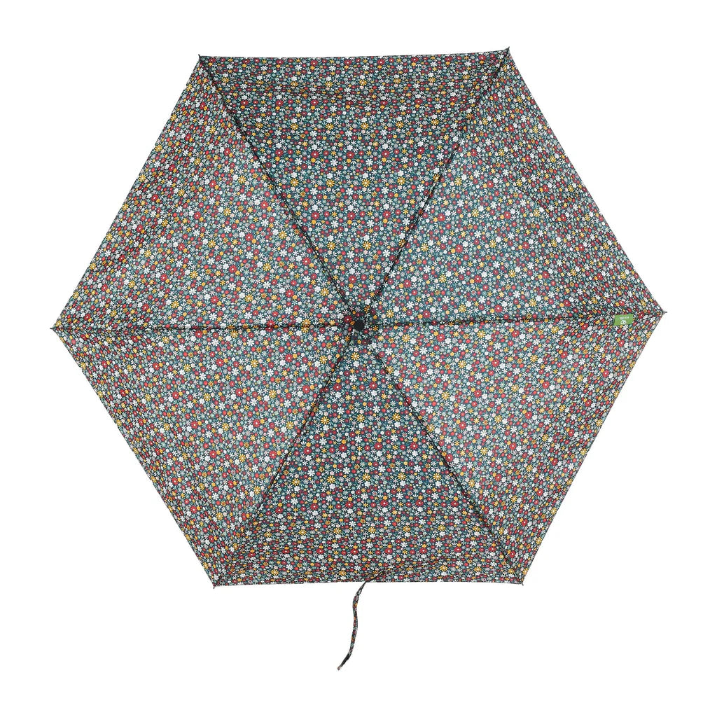 Eco Chic Foldable Mini Umbrella Black Ditsy