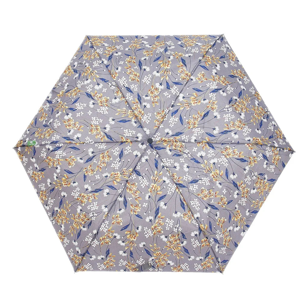 Eco Chic Foldable Mini Umbrella Grey Flowers