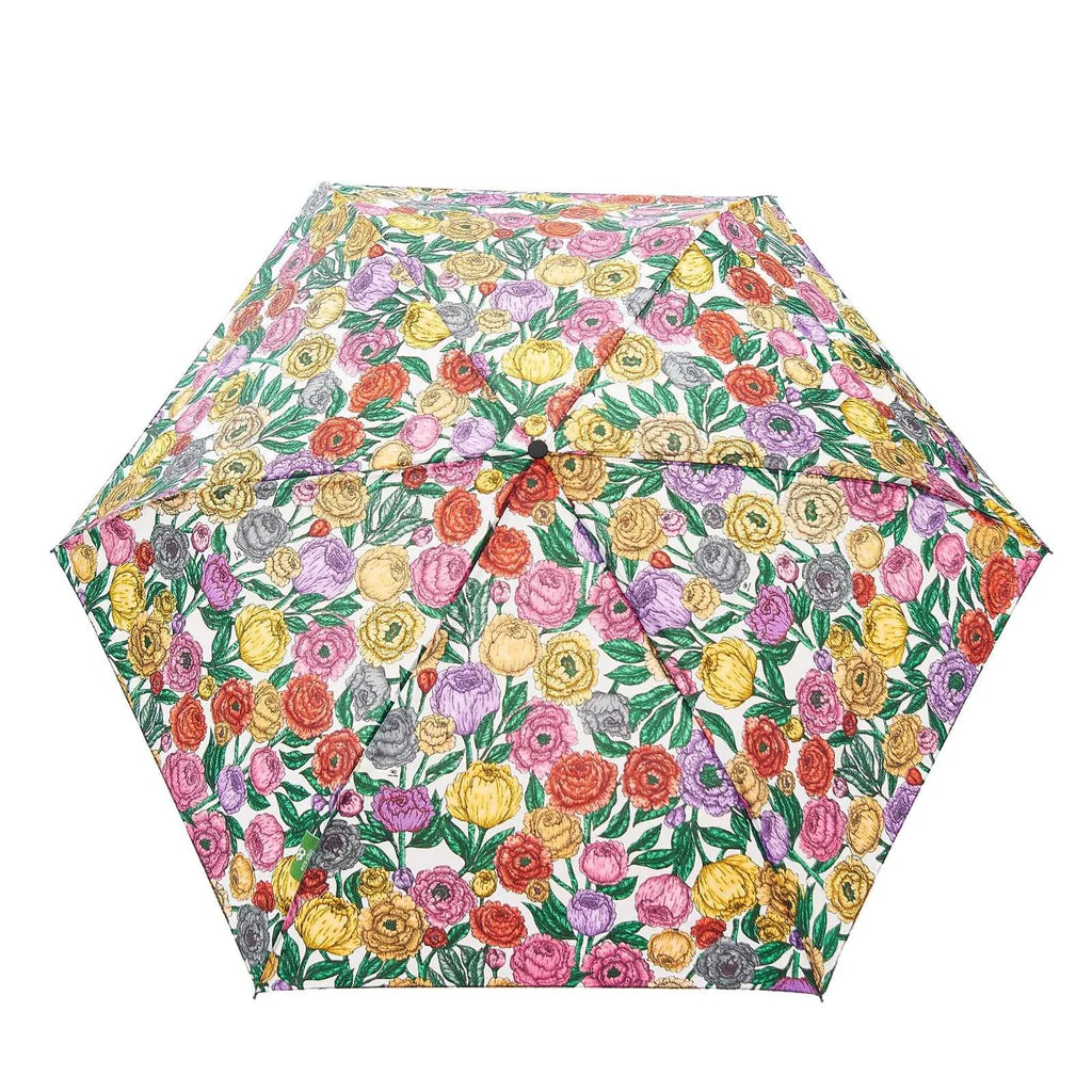 Eco Chic Foldable Mini Umbrella Beige Peonies
