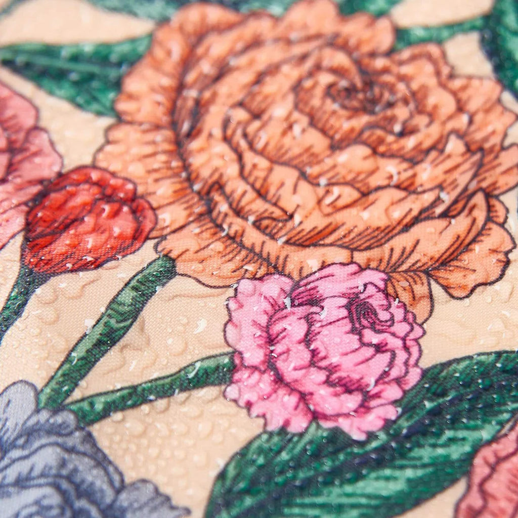 Eco Chic Foldable Mini Umbrella Beige Peonies