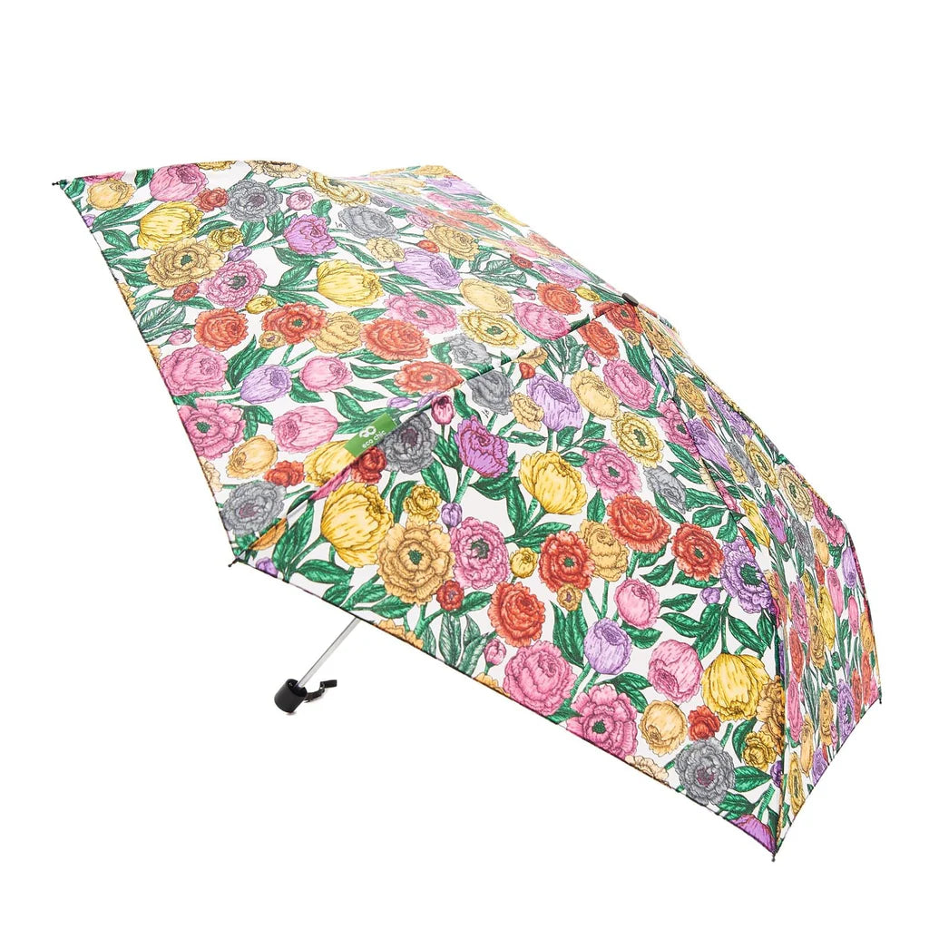 Eco Chic Foldable Mini Umbrella Beige Peonies