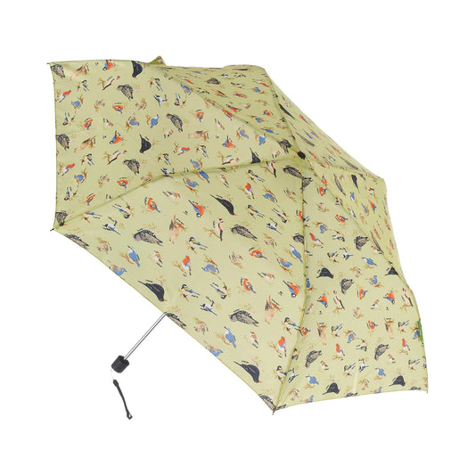 Eco Chic Foldable Mini Umbrella Green Wild Birds