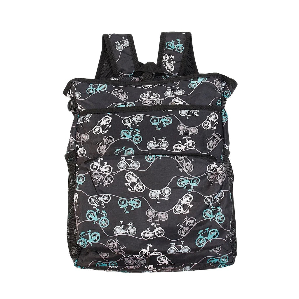 Eco Chic Lightweight Foldable Backpack Cooler Bike Black