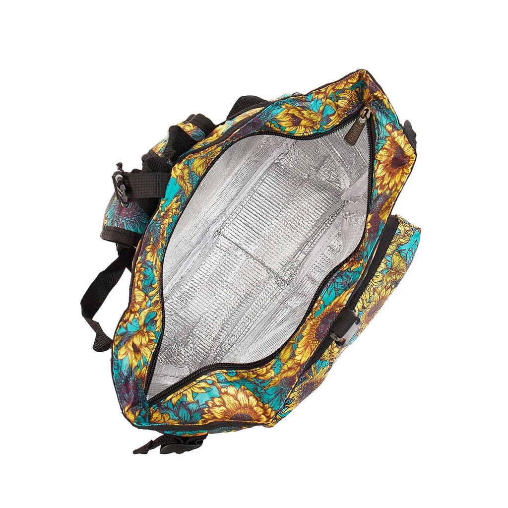 Eco Chic Lightweight Foldable Backpack Cooler Sunflower Teal