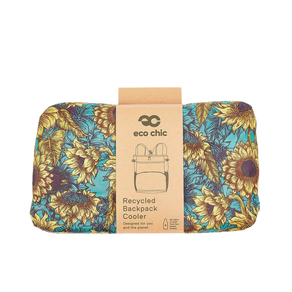 Eco Chic Lightweight Foldable Backpack Cooler Sunflower Teal