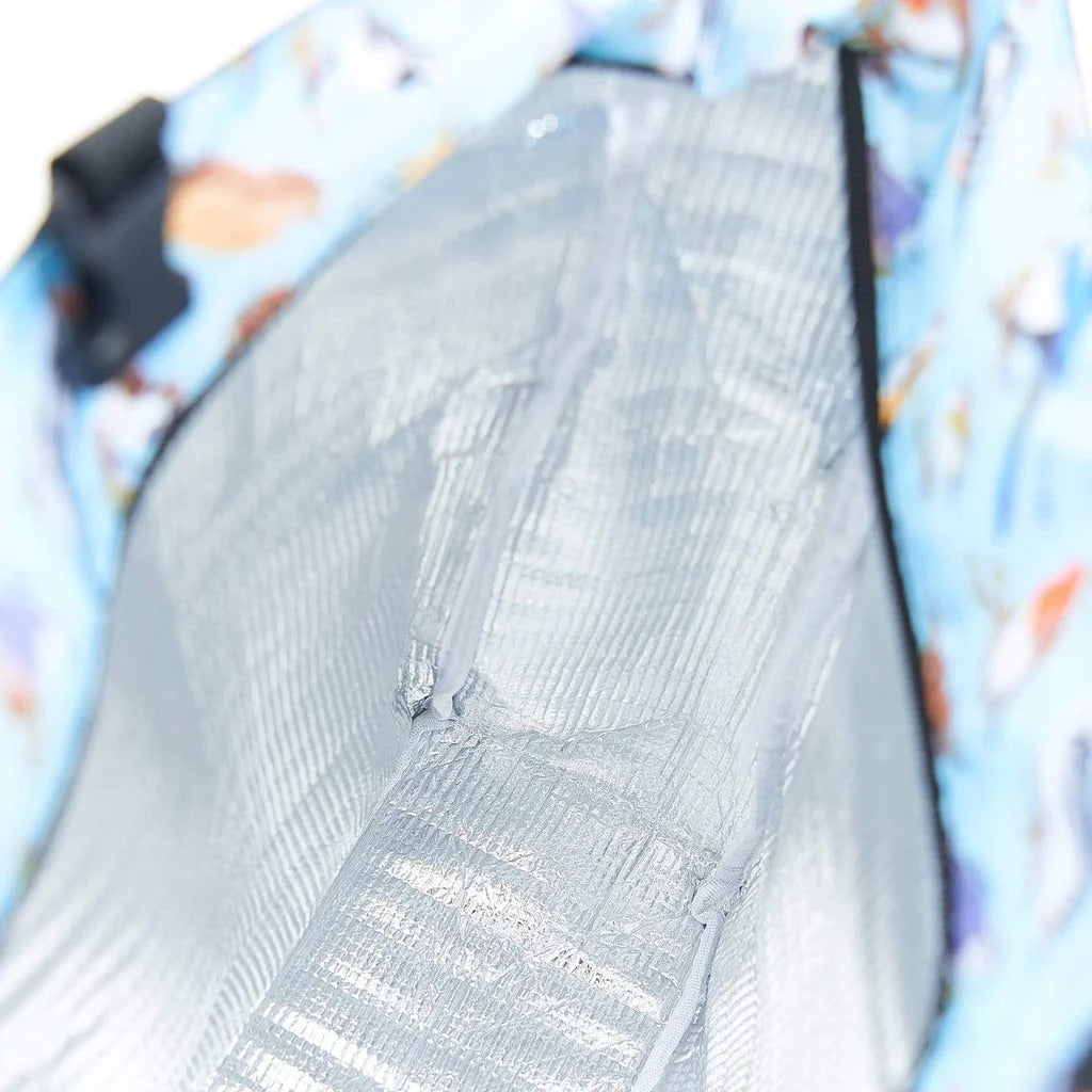 Eco Chic Lightweight Foldable Backpack Cooler Wild Birds Blue