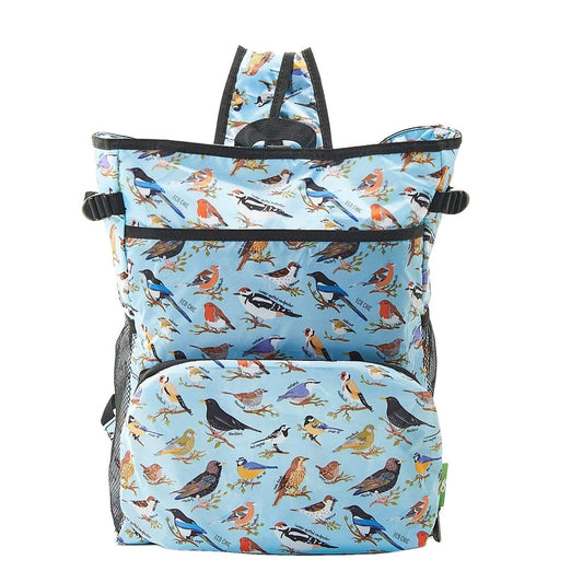 Eco Chic Lightweight Foldable Backpack Cooler Wild Birds Blue