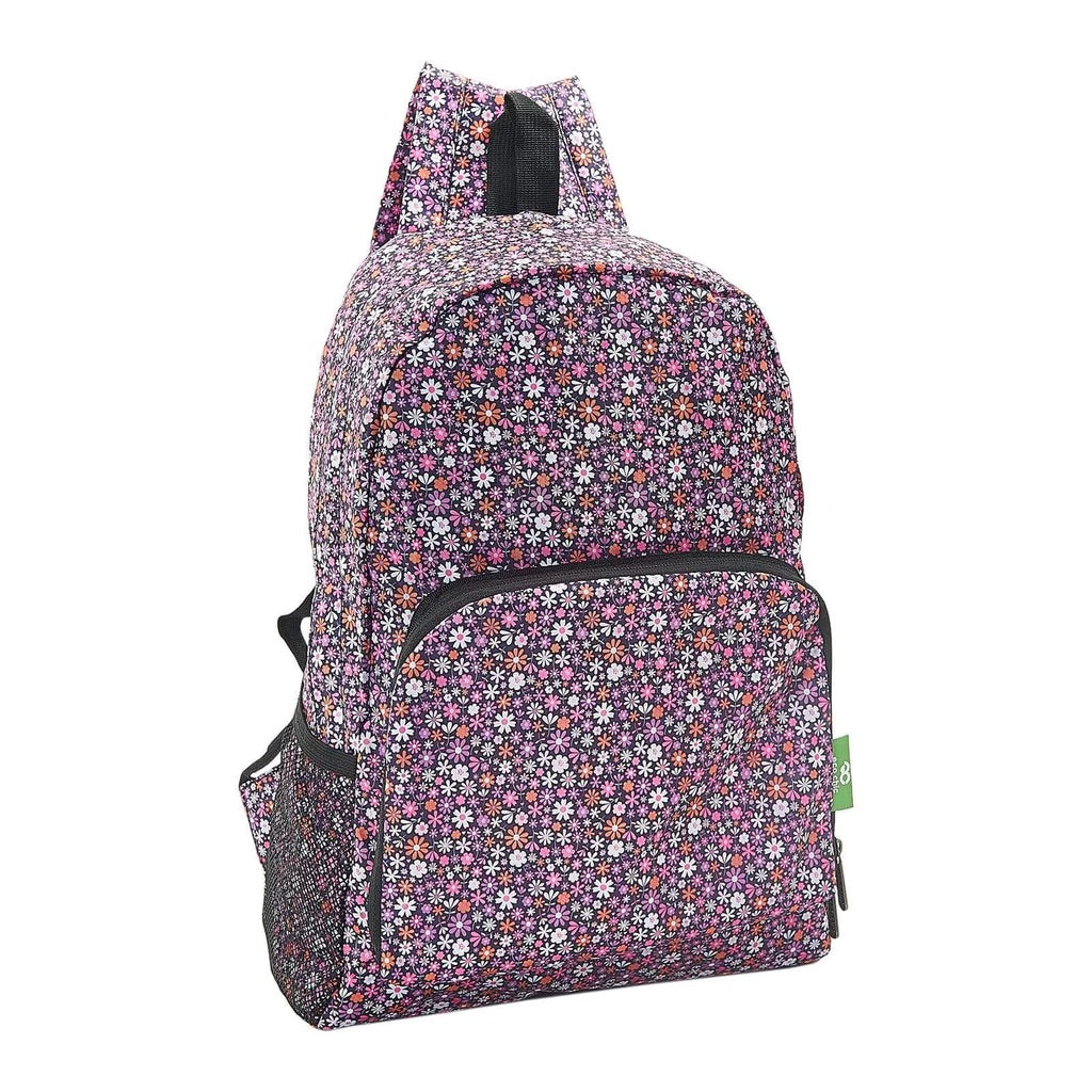 Eco Chic Lightweight Foldable Backpack Ditsy Purple
