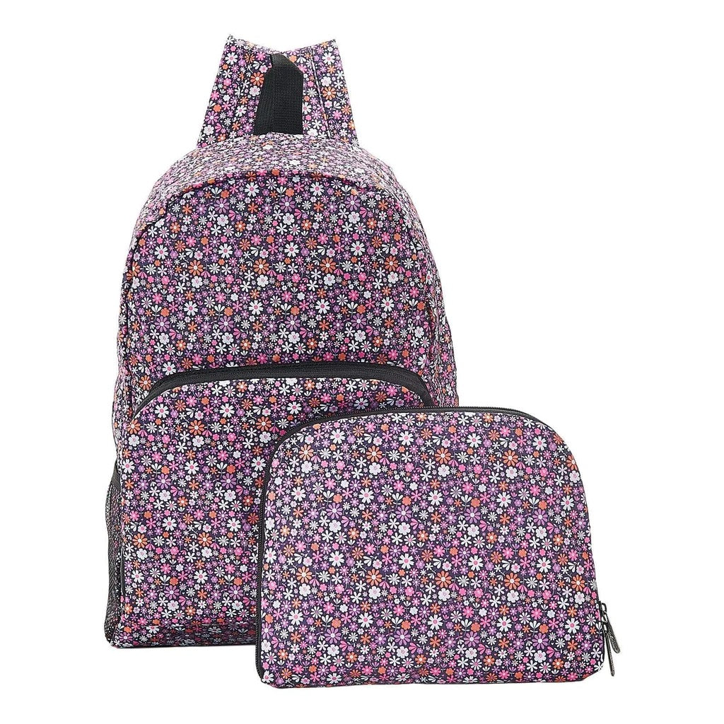 Eco Chic Lightweight Foldable Backpack Ditsy Purple