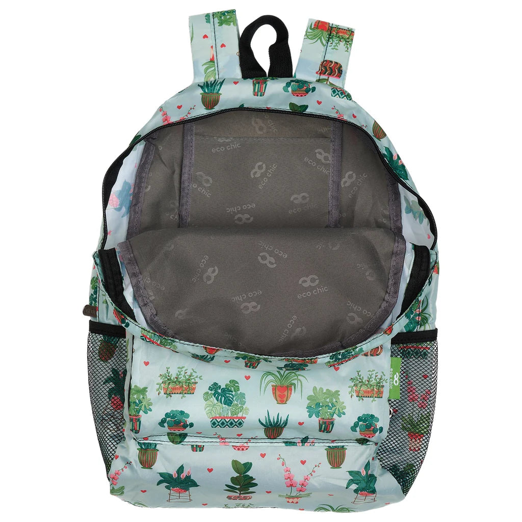 Eco Chic Lightweight Foldable Backpack Mint House Plant