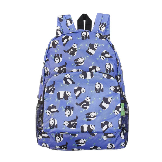 Eco Chic Lightweight Foldable Backpack Panda Blue