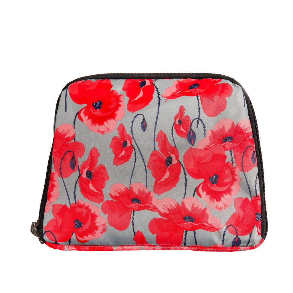 Eco Chic Lightweight Foldable Backpack Poppies Grey